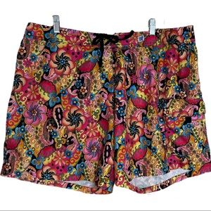 Xelosette Carnival Floral Print Handmade In California Board Shorts Size 18